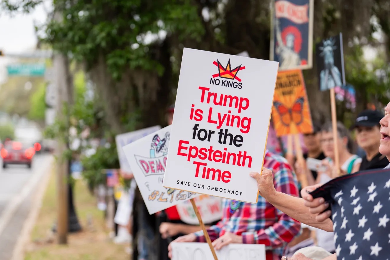 No Kings protest sign